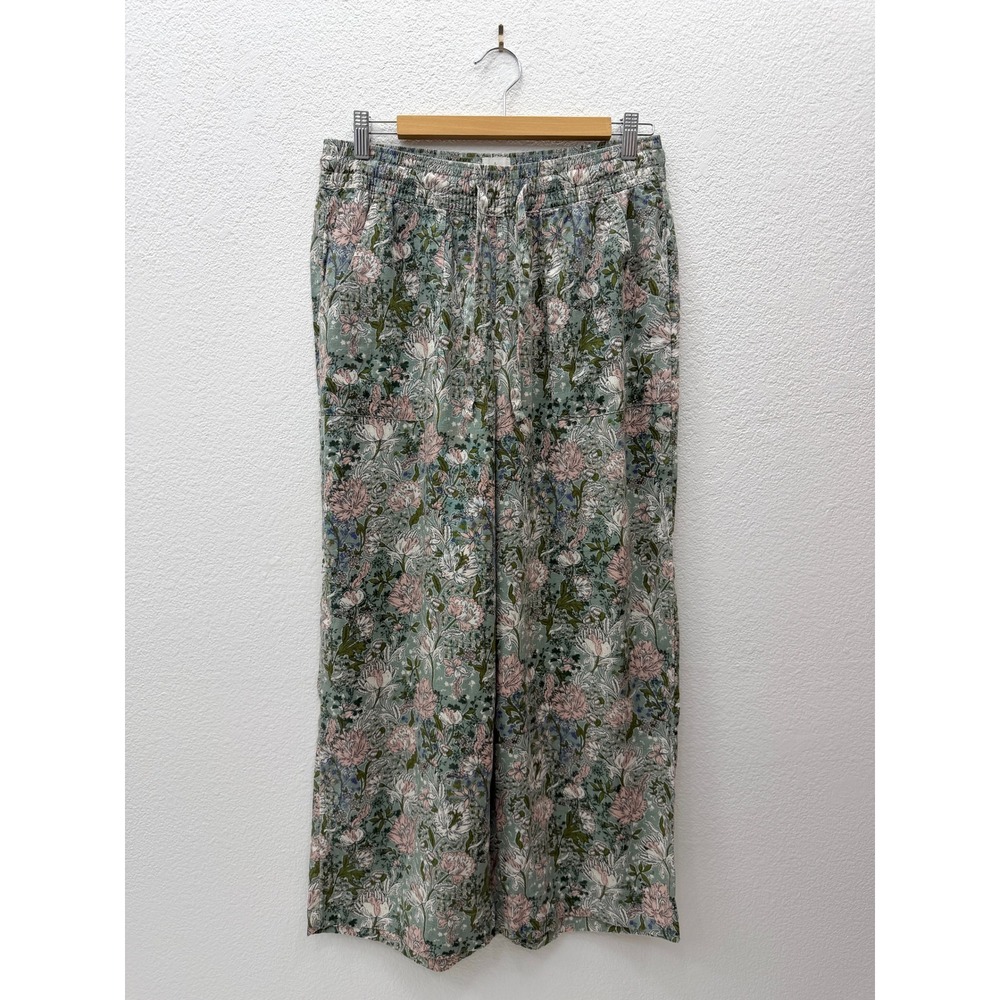 Joie Floral Linen Blend Wide Leg Pants Boho Relaxed Resort Pull On Medium